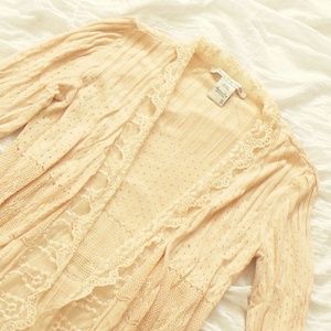 American Rag cream lace collar cardigan S